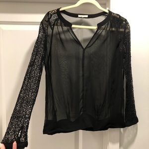 Black blouse with lace sleeves